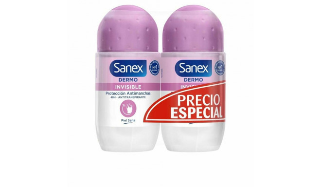 Roll-On Deodorant Sanex Invisible 2 x 50 ml
