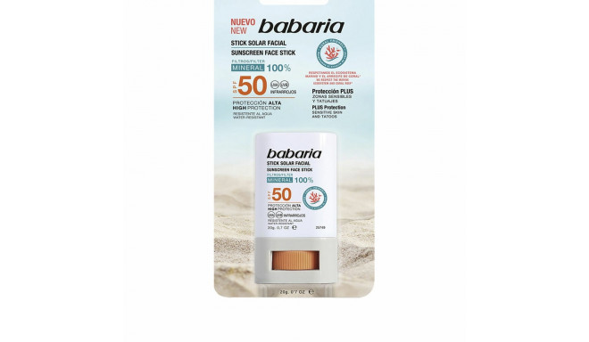 Sauļošanās krēms sejai Babaria Solar Stick Facial Spf 50 20 g