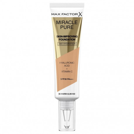 Crème Make-up Base Max Factor Miracle Pure Nº 45 Warm almond Nº 45-Warm Almond Spf 30 30 ml