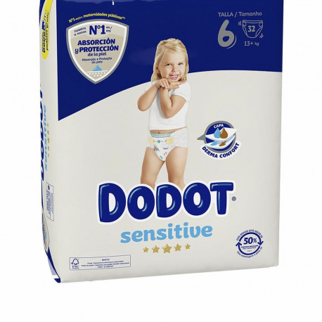 Disposable nappies Dodot Sensitive 6 +13 kg (32 Units)