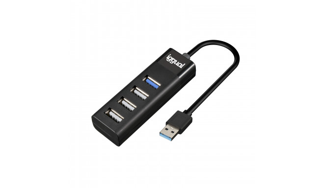 USB-хаб на 4 порта iggual IGG317686 Чёрный