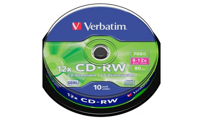 CD-RW Verbatim    10 штук 700 MB 12x