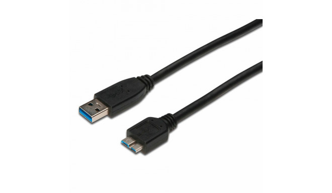 USB to mikro USB kabelis Digitus AK-300117-003-S Melns 25 cm