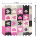 Vahtmaterjalist puzzle matt / mänguväljak 36el hall/roosa 143cm x 143cm x 1cm