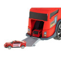 Transporter veoauto TIR 2in1 parkimismaja tuletõrje + 3 autot punane