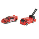 Transporter veoauto TIR 2in1 parkimismaja tuletõrje + 3 autot punane