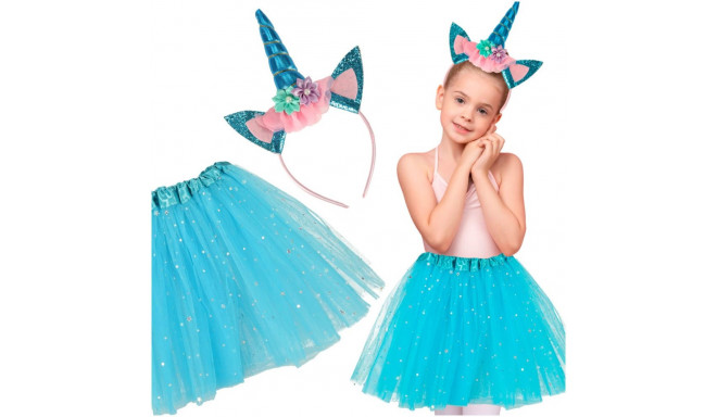 Ükssarviku karnevali kostüüm peapael + seelik sinine 3-6 aastane