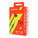 CANYON SEP-4, Stereo earphone with microphone, 1.2m flat cable, Red, 22*12*12mm, 0.013kg