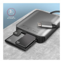 Aluminum high-speed USB-C 3.2 Gen 1 memory card reader. 3 slots, UHS-II.