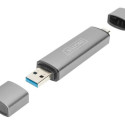 DIGITUS DA-70886 Combo Card Reader Hub USB-C+USB 3.0 1x SD 1x MicroSD 1x USB 3.0 grey