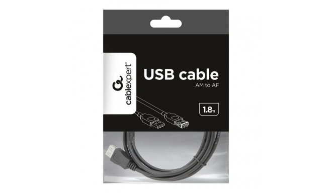 GEMBIRD CCP-USB2-AMAF-6 USB 2.0 A-A-pistik 6ft kaabel must