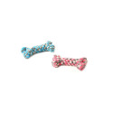 Dogtoy tug toy knotted bone 8 cm, blue/pink