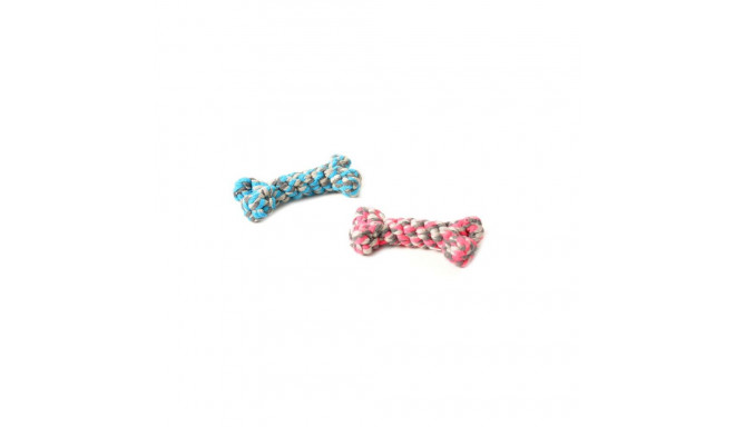 Dogtoy tug toy knotted bone 8 cm, blue/pink