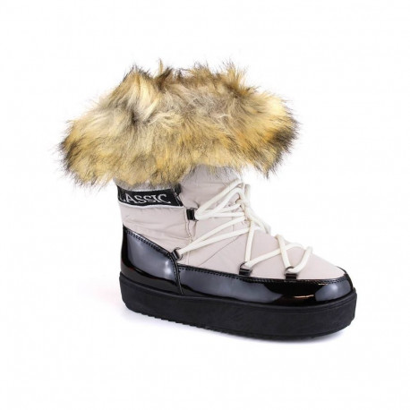 Lace-up platform snow boots with fur Vinceza W JAN262 beige (38)