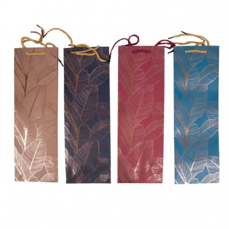 Kinkekott pudelile LEAF, 12x8x36cm, mix