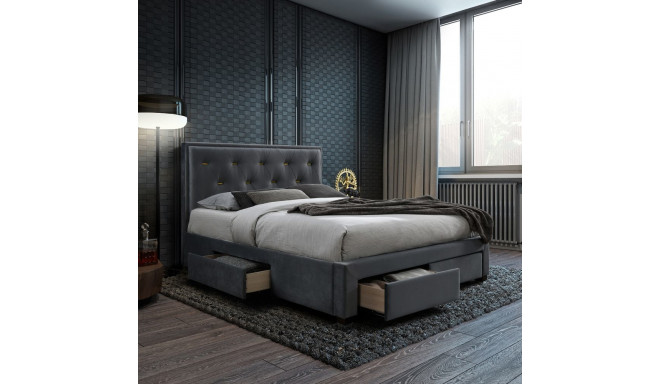Voodi GLOSSY 160x200cm, ilma madratsita, hall