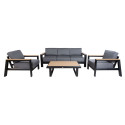 Garden furniture set FELINO table, sofa and 2 chairs, black