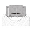 Enclosure for 305cm ground trampoline, with poles, black