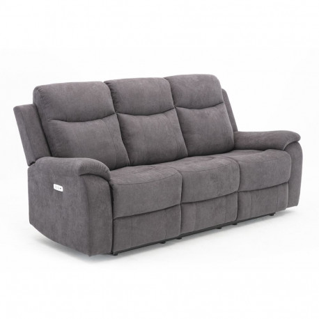 Recliner sofa MILO 3-seater with electric mechanism, grey