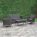 Garden furniture set WATERS table, sofa and 2 chairs, grey