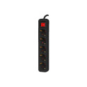 POWER STRIP LANBERG 3M 5X SCHUKO OUTLETS WITH CIRCUIT BREAKER QUALITY-GRADE COPPER CABLE BLACK