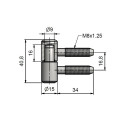 WINDOW HINGE 40 M8 RAL 9010