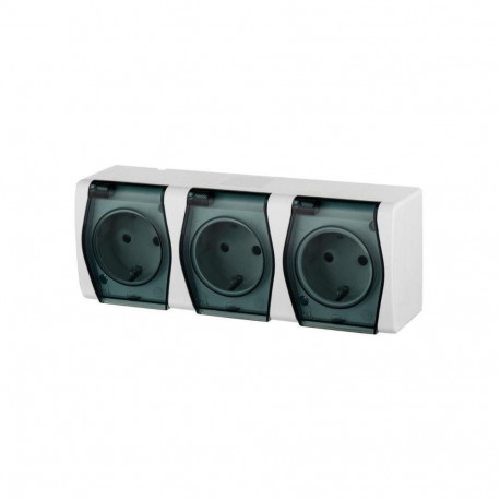 SOCKET HERMES2 3PL WH/GREY IP44 1026-01