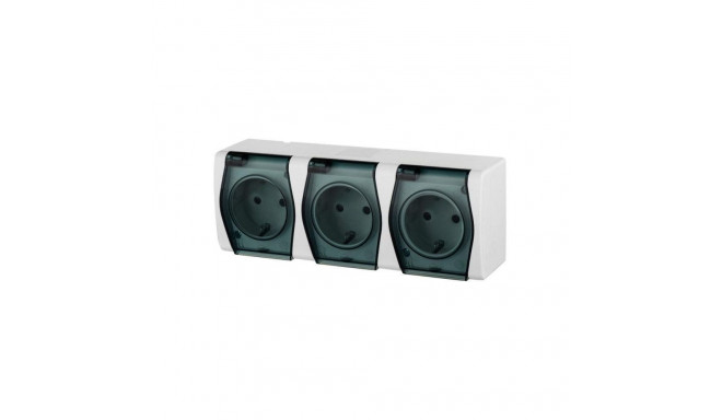 SOCKET HERMES2 3PL WH/GREY IP44 1026-01