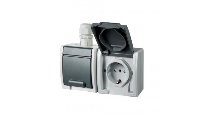 SOCKET AQUANT 2PL GREY IP65 1245-65