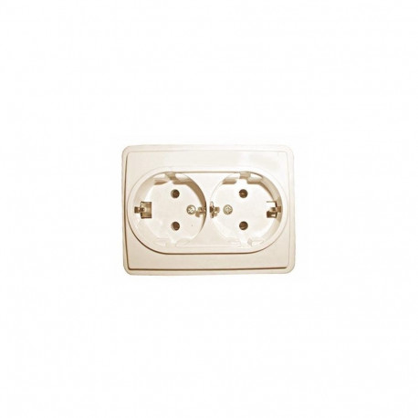 2-ne süvistatav maandusega LX beež pistikupesa