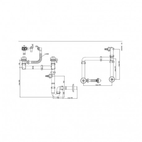 DOUBLE SINK SIPHON 1 1/2X 40