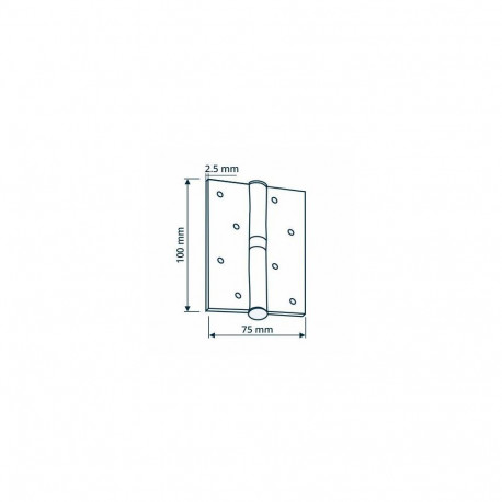 HINGE DOOR 100X75X2.5 SN NICKEL MATT