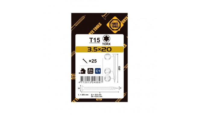 CHIPBOARD SCR T15 3.5X20 valge ZN25PCS