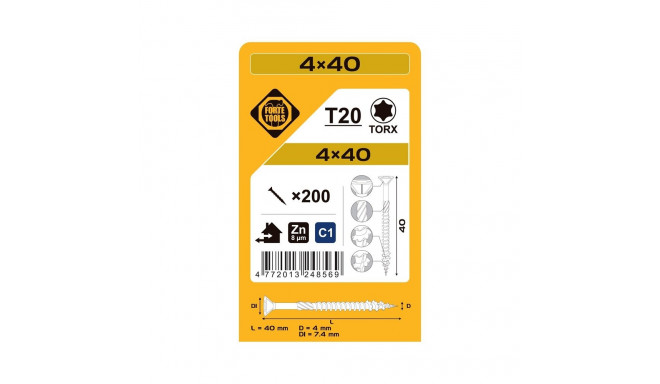 CHIPBOARD SCR T20 4.0X40 valge ZN(200)