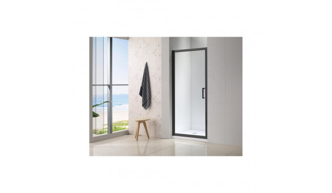 SHOWER DOOR 90X190CM  6MM BLACK PROFILE