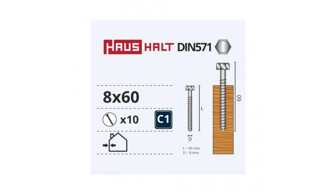CHIPBOARD SCREW DIN571 8X60 10 PCS