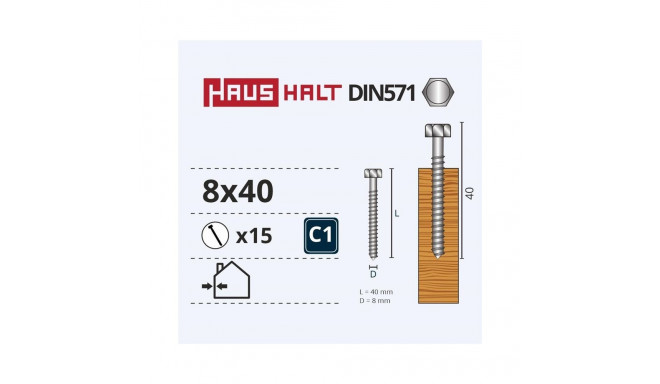 CHIPBOARD SCREW DIN571 8X40 15 PCS