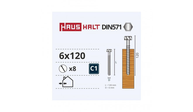 CHIPBOARD SCREW DIN571 6X120 8 PCS