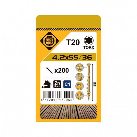 terrassi kruvi T20 4.2x55 kollane tsingitud (200)