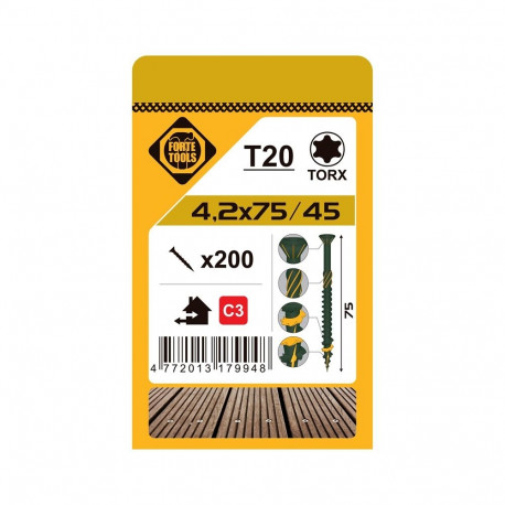 TERRACE SCREW T20 4.2X75 GREEN (200)