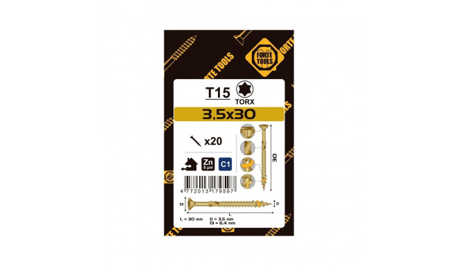 laudkruvi T15 3.5x30 kollane tsink 20 tk