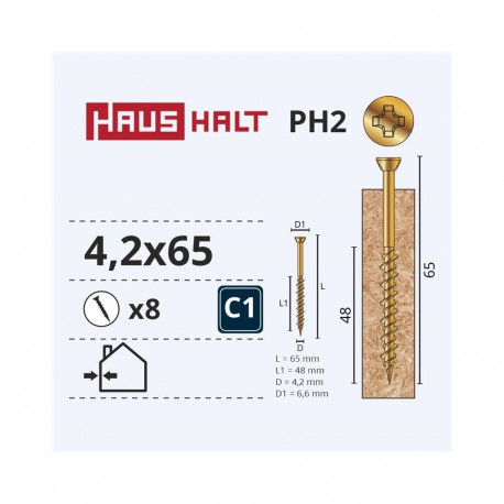 OSB SCREW 4.2X65 YELLOW ZN 8PCS