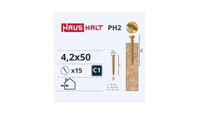 OSB SCREW 4.2X50 YELLOW ZN 15PCS