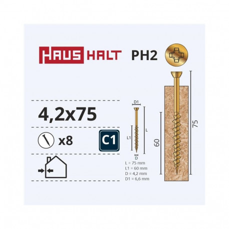 OSB kruvi 4.2x75 kollane ZN 8 tk