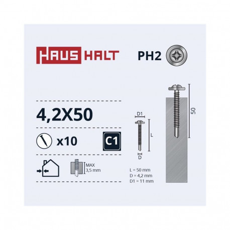 SELF SCR 4,2X50 MET/MET+DRILL ZN 10PCS