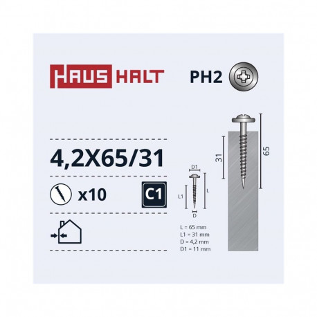 SELF SCREW 4,2X65/31 MET/MET ZN 10PCS