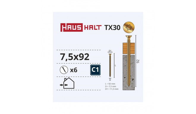 WINDOWS FRAME SCREW 7.5X92 6PCS