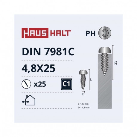 isekeermestavad kruvid 4.8x25 DIN7981C ZN 25 tk