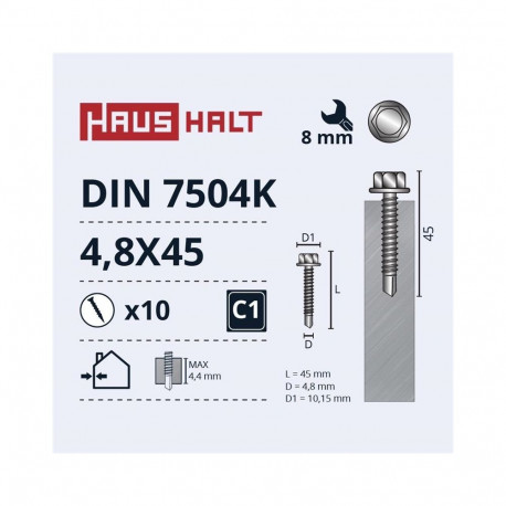 SELF SCREW 4,8X45 DIN7504K ZN 10PCS