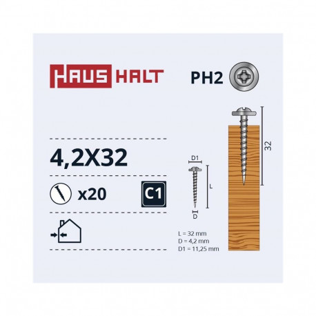 isekeerav kruvi 4.2x32 metall puit Zn 20 tk